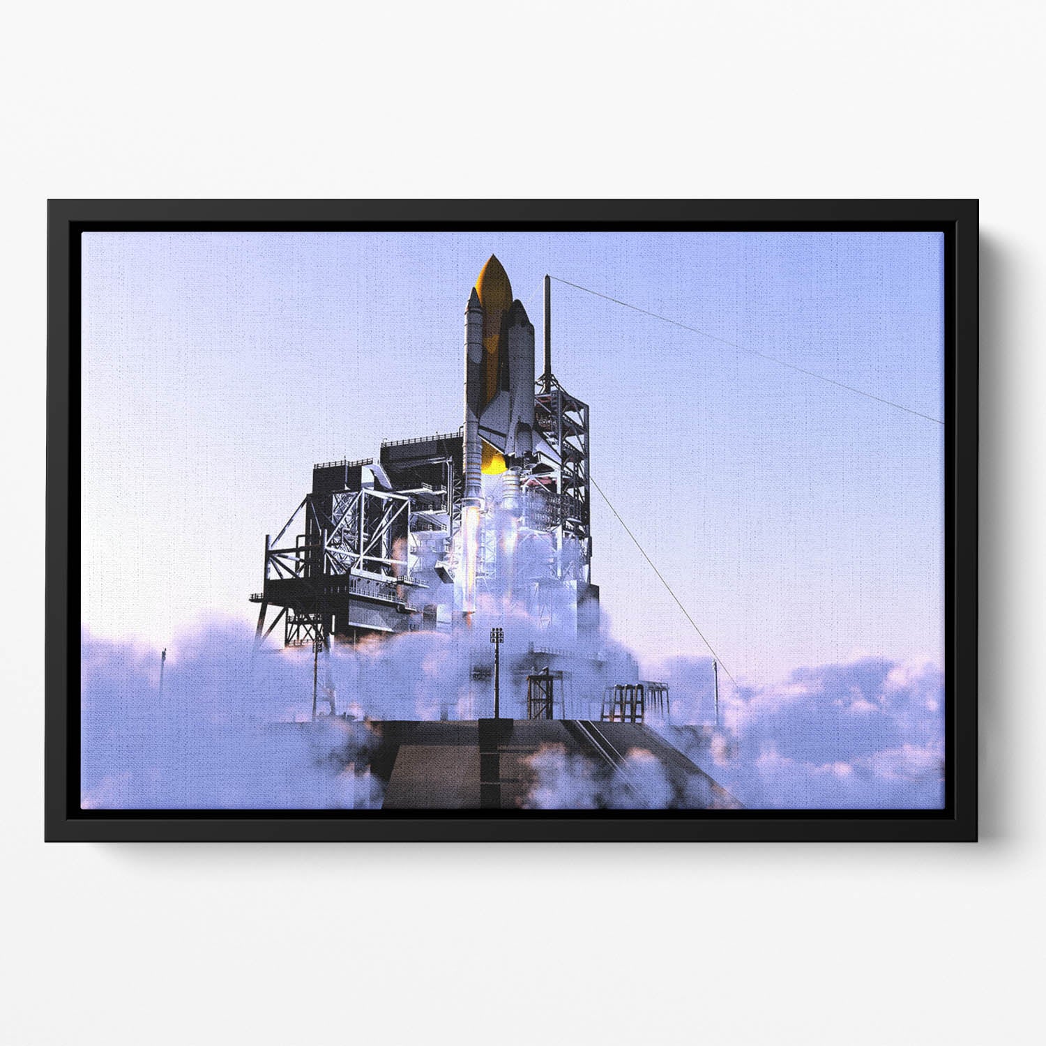 Launch a spacecraft into space Floating Framed Canvas