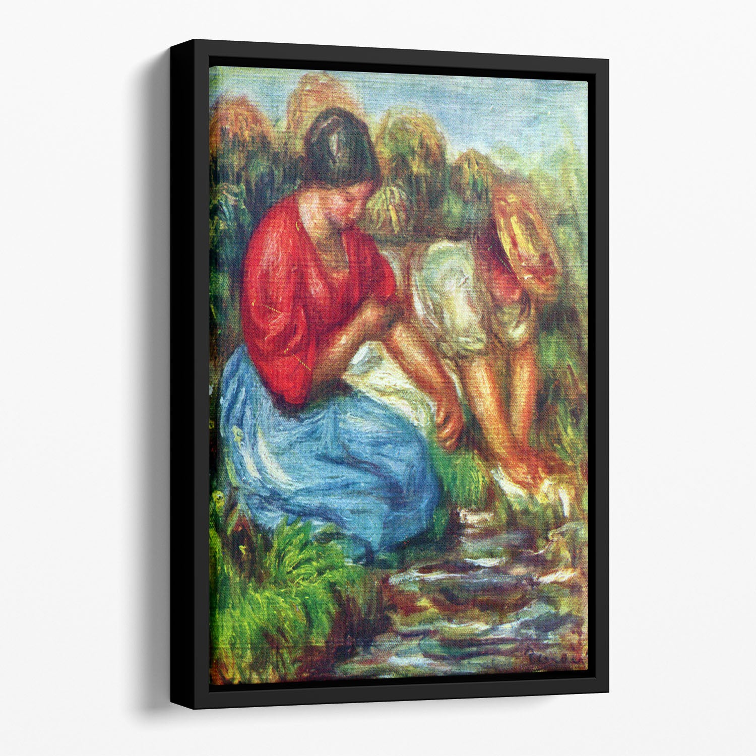 Laundresses 1 by Renoir Floating Framed Canvas