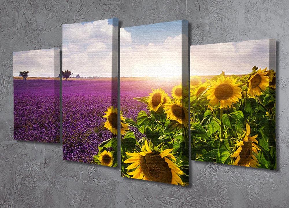 Lavender and sunflowers fields 4 Split Panel Canvas  - Canvas Art Rocks - 2