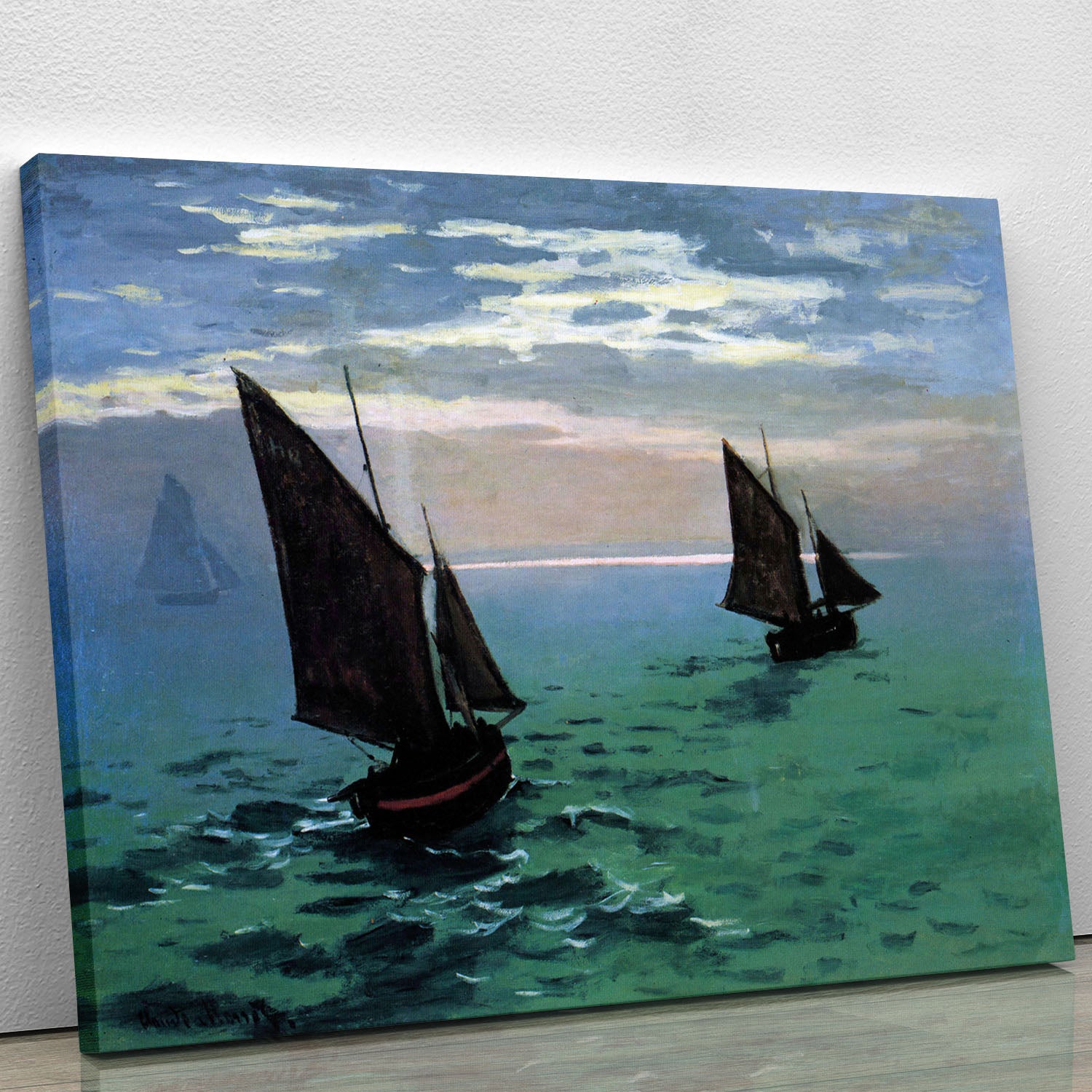 Le Havre exit the fishing boats from the port by Monet Canvas Print or Poster - Canvas Art Rocks - 1