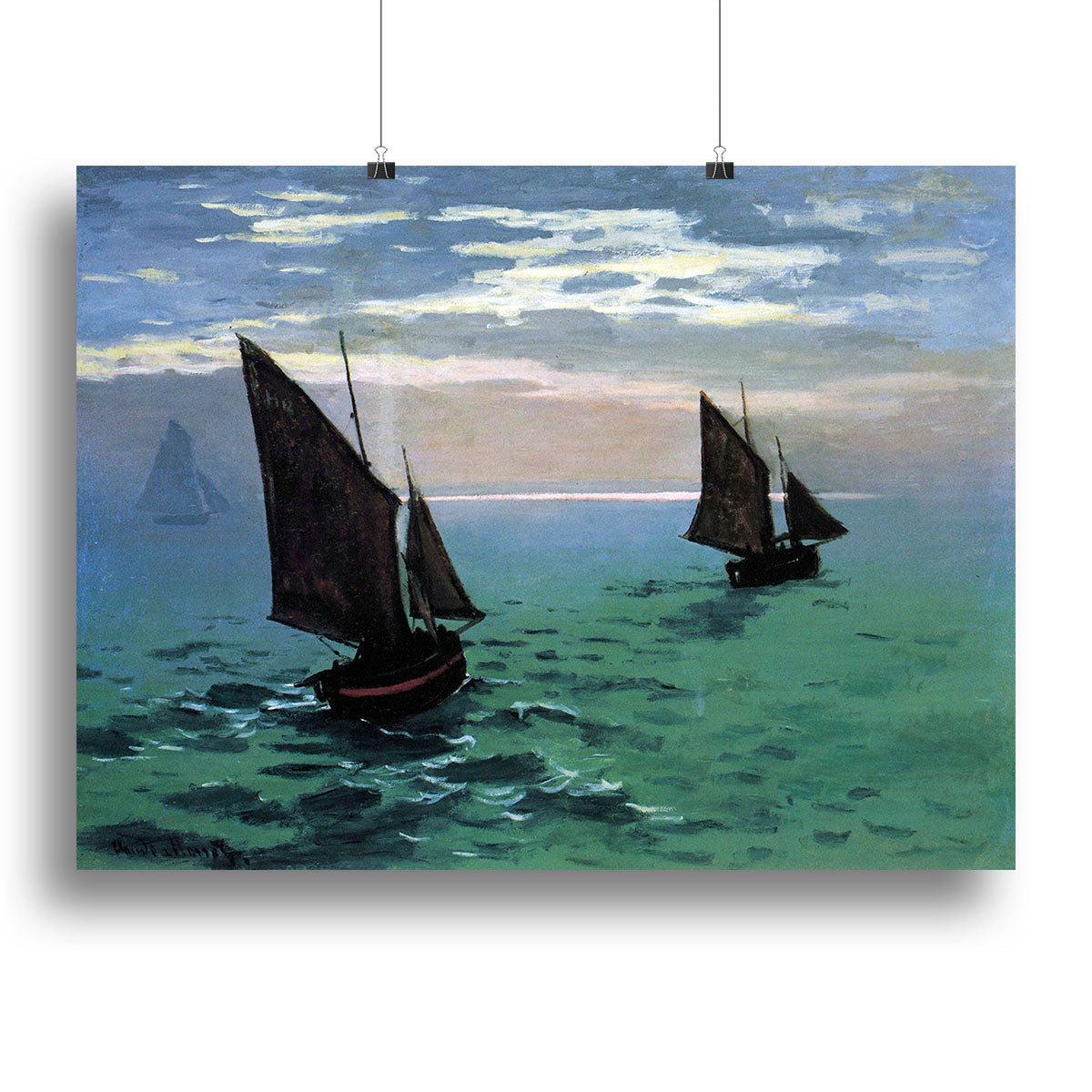 Le Havre exit the fishing boats from the port by Monet Canvas Print or Poster - Canvas Art Rocks - 2