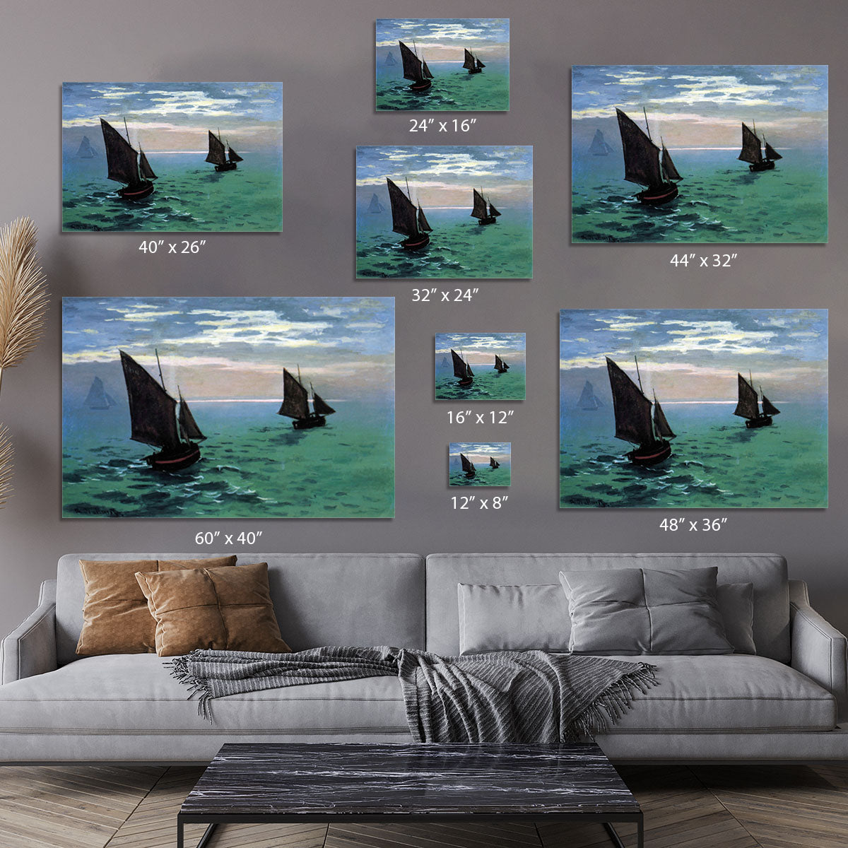 Le Havre exit the fishing boats from the port by Monet Canvas Print or Poster - Canvas Art Rocks - 7