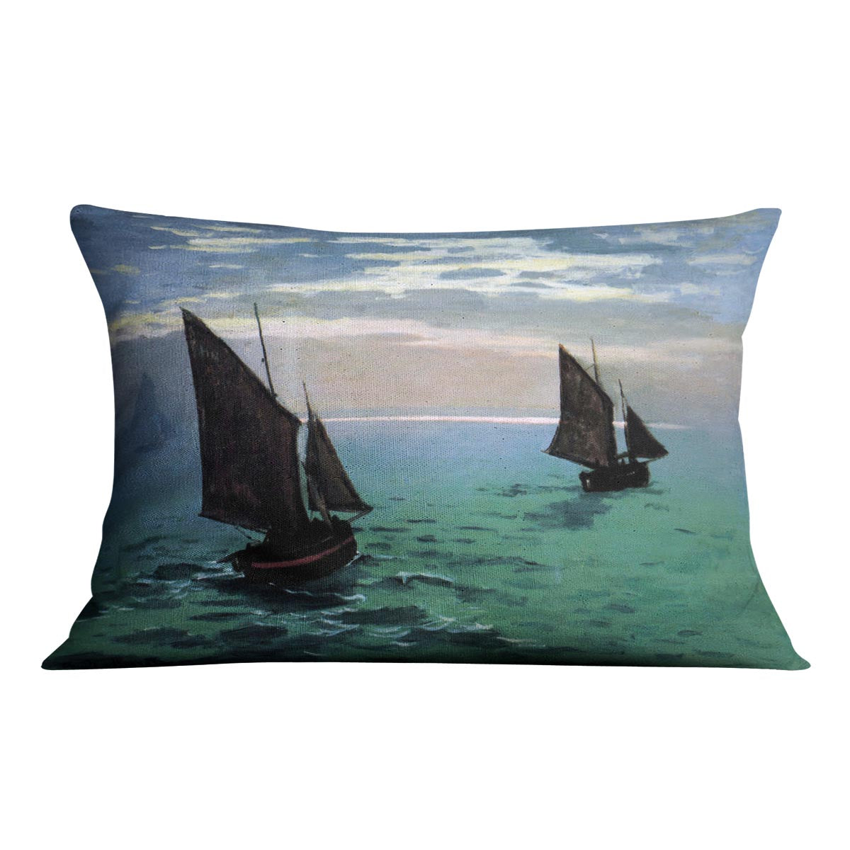Le Havre exit the fishing boats from the port by Monet Cushion