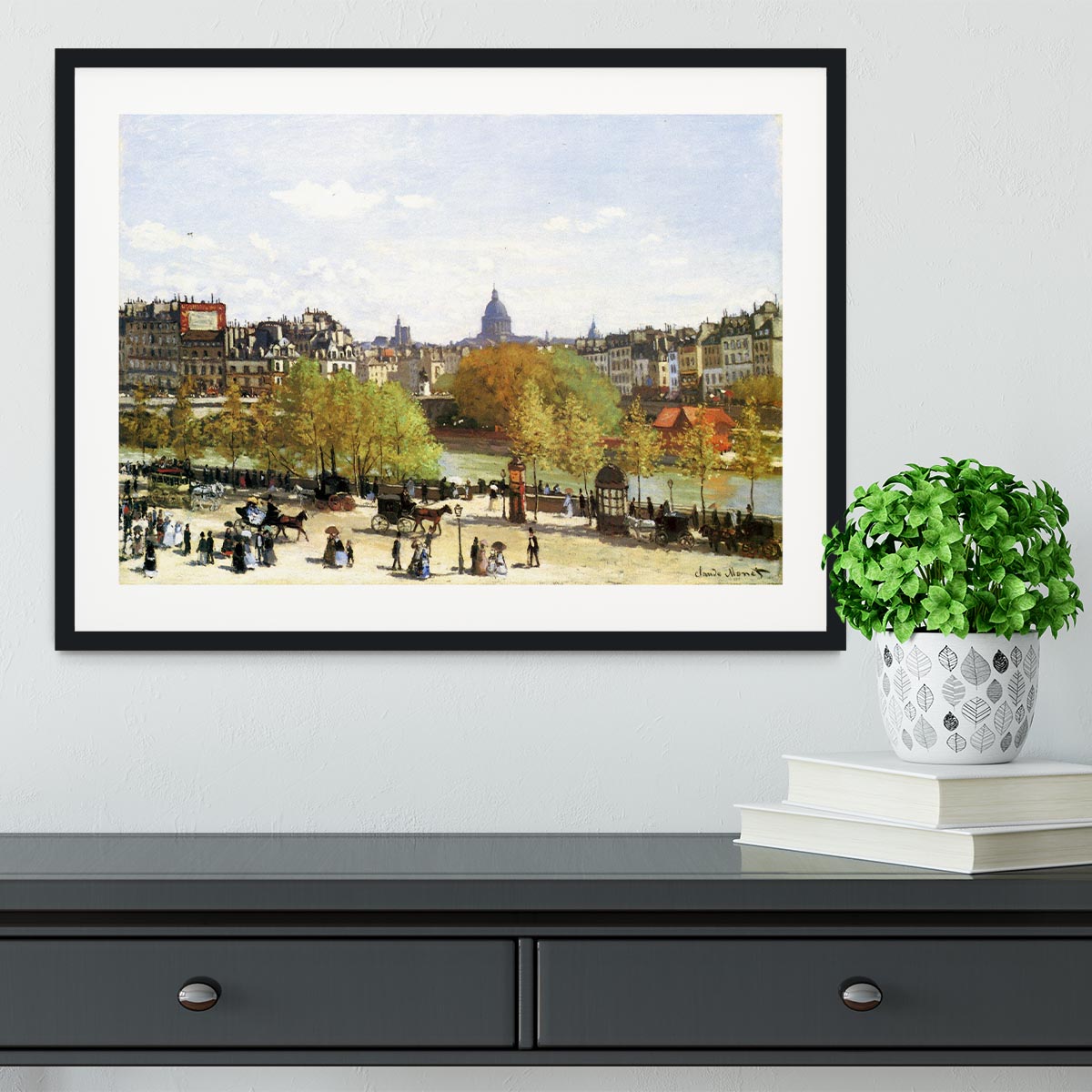 Le quai du Louvre by Monet Framed Print - Canvas Art Rocks - 1