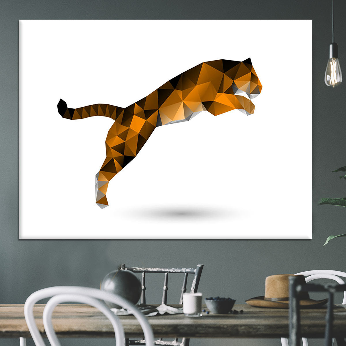 Leaping tiger from polygons Canvas Print or Poster - Canvas Art Rocks - 3