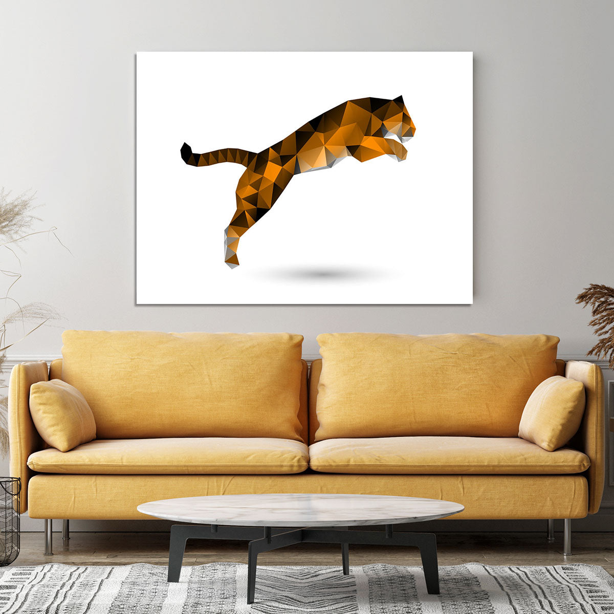 Leaping tiger from polygons Canvas Print or Poster - Canvas Art Rocks - 4