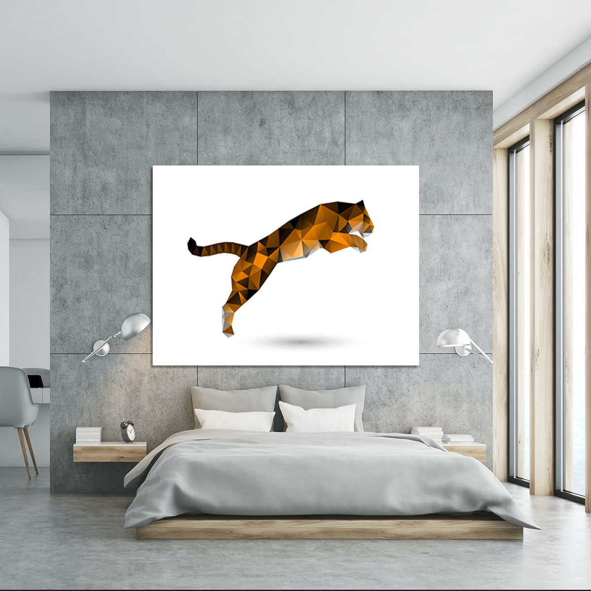 Leaping tiger from polygons Canvas Print or Poster - Canvas Art Rocks - 5