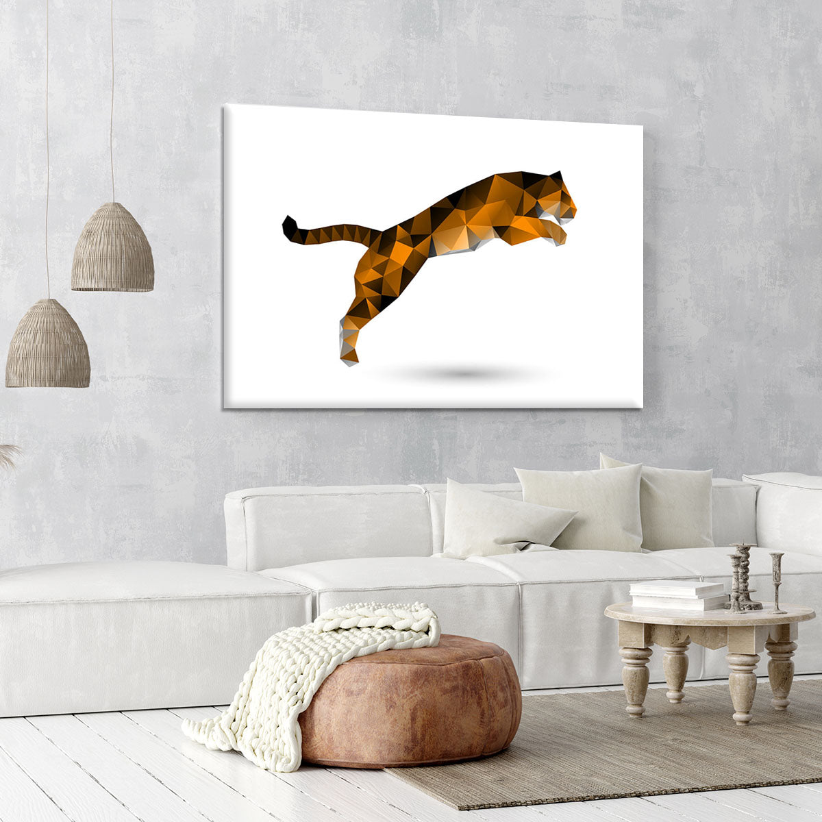 Leaping tiger from polygons Canvas Print or Poster - Canvas Art Rocks - 6