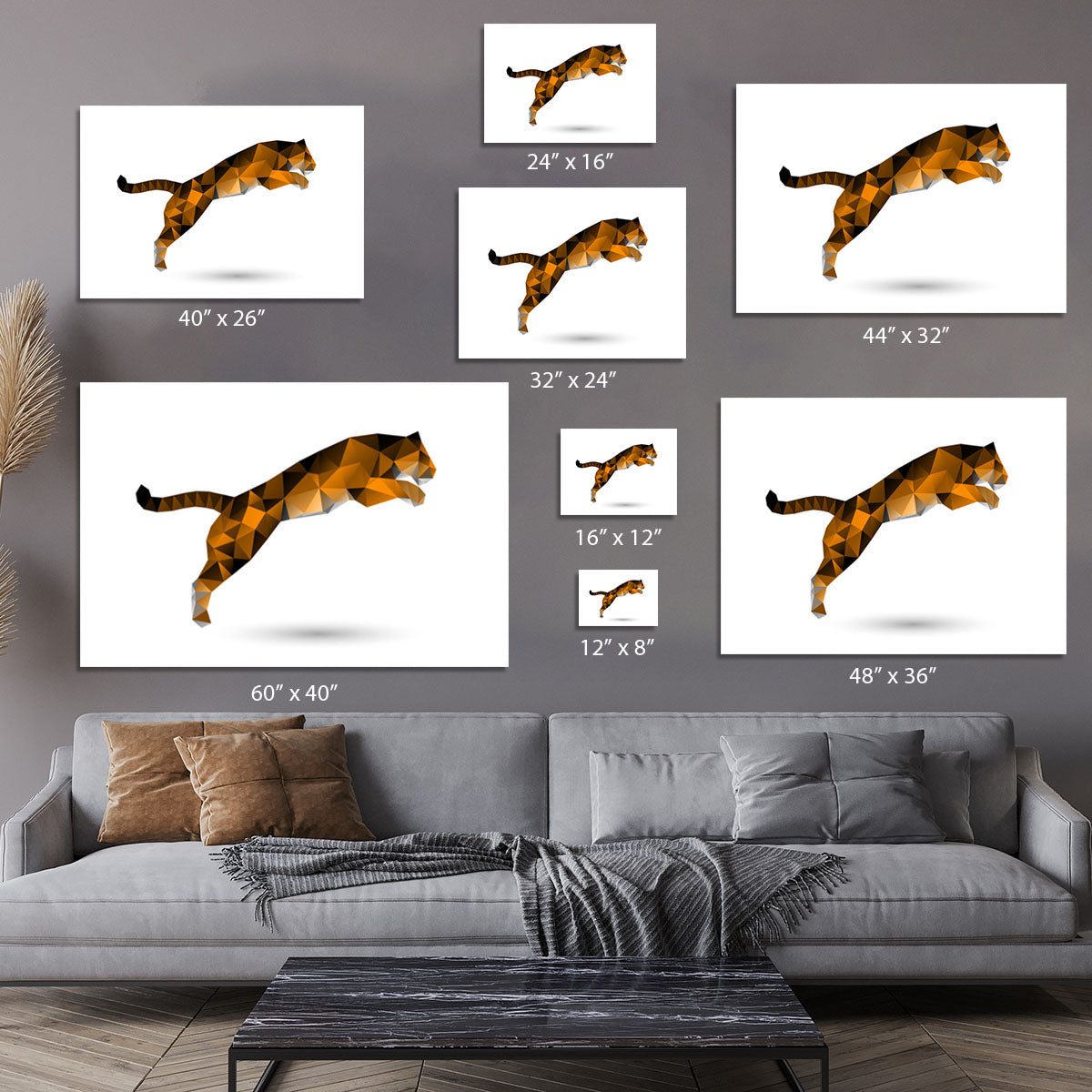 Leaping tiger from polygons Canvas Print or Poster - Canvas Art Rocks - 7