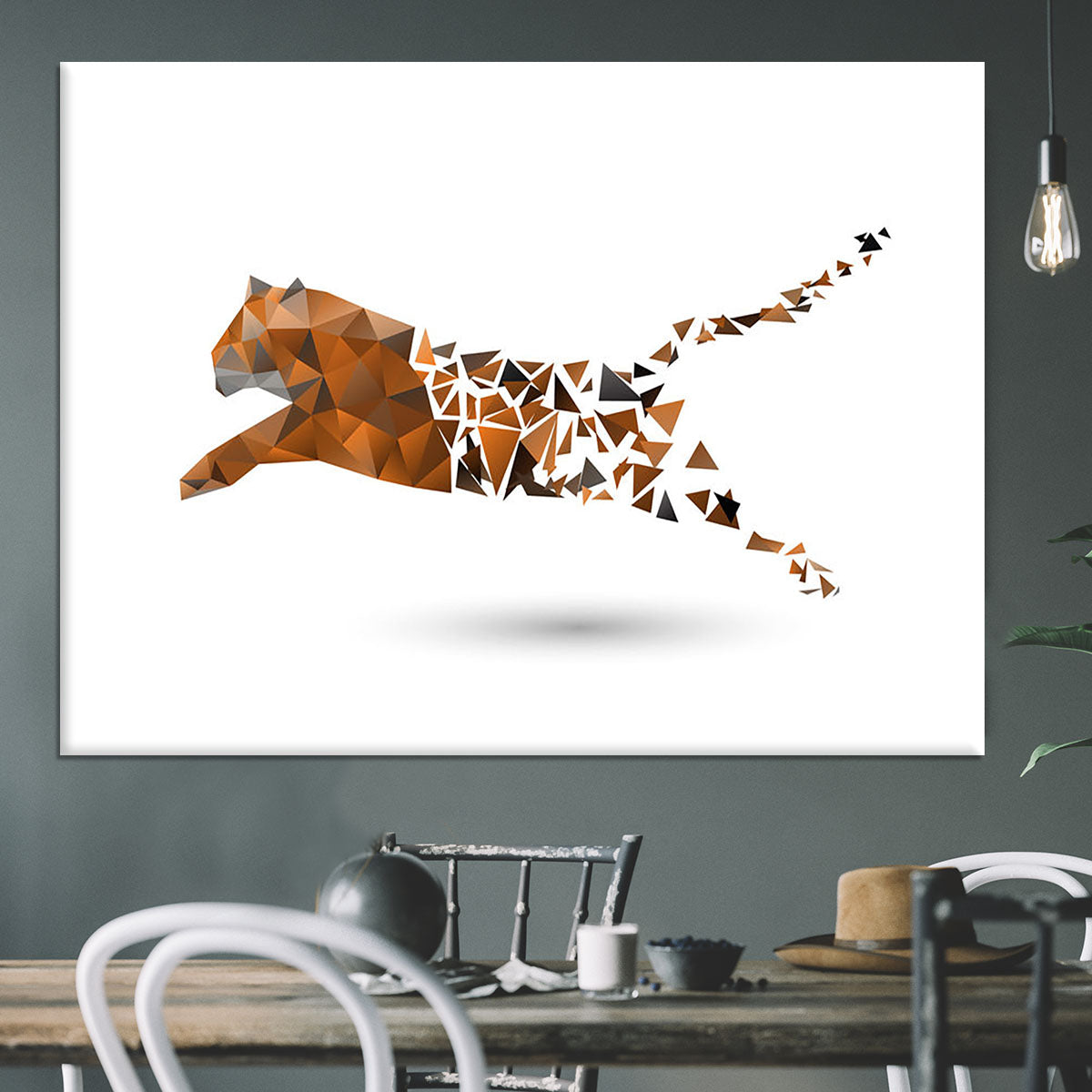 Leaping tiger made from polygons Canvas Print or Poster - Canvas Art Rocks - 3