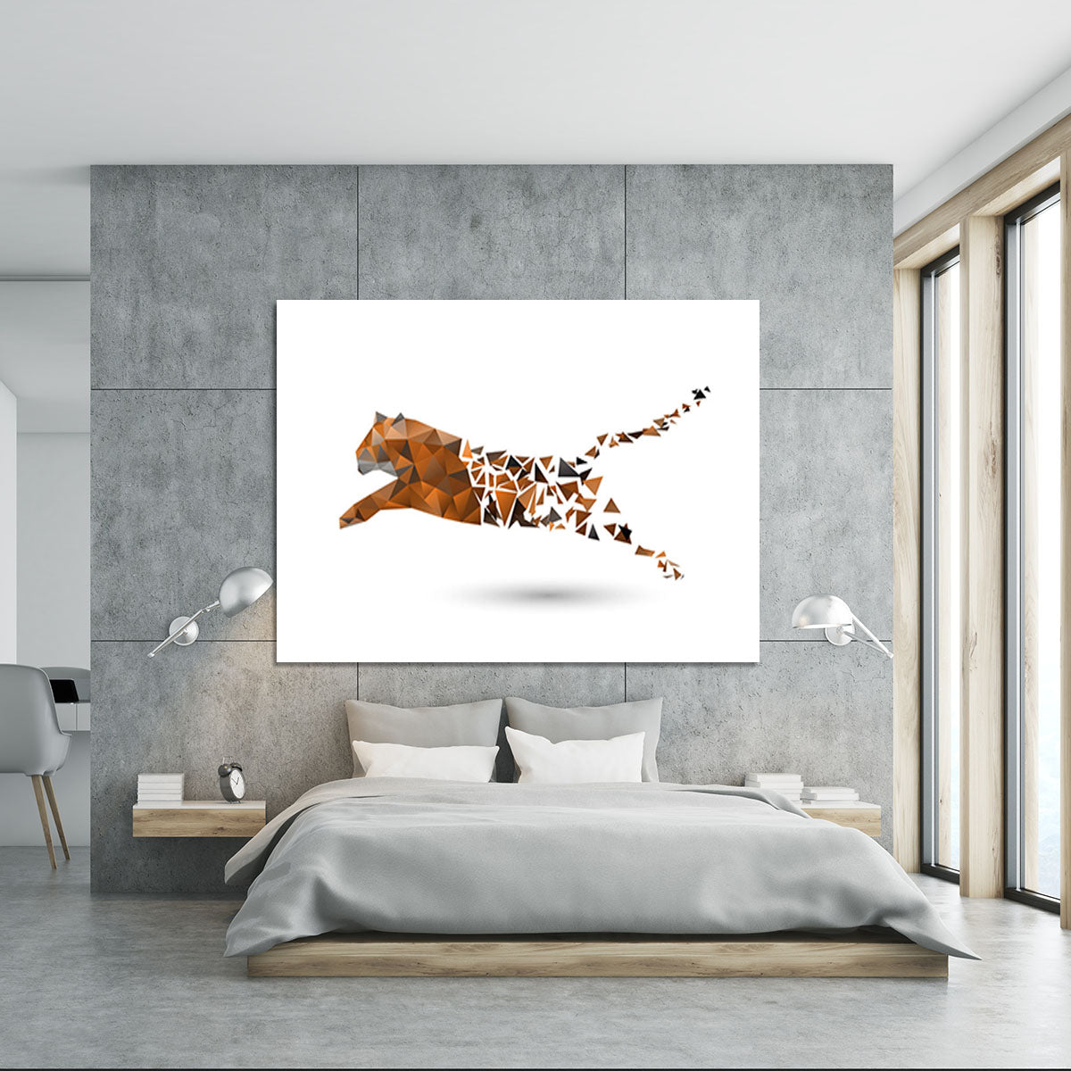 Leaping tiger made from polygons Canvas Print or Poster - Canvas Art Rocks - 5