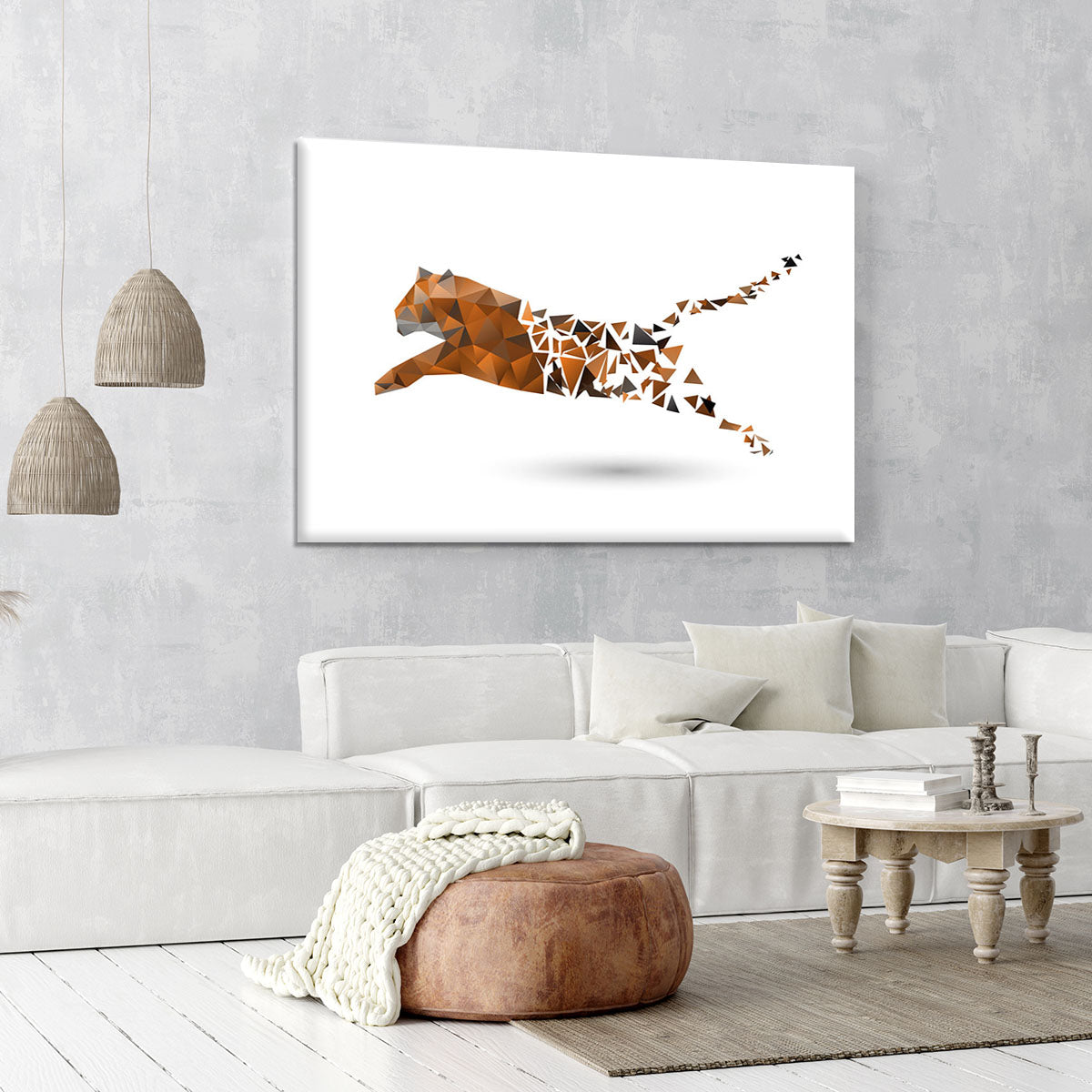 Leaping tiger made from polygons Canvas Print or Poster - Canvas Art Rocks - 6