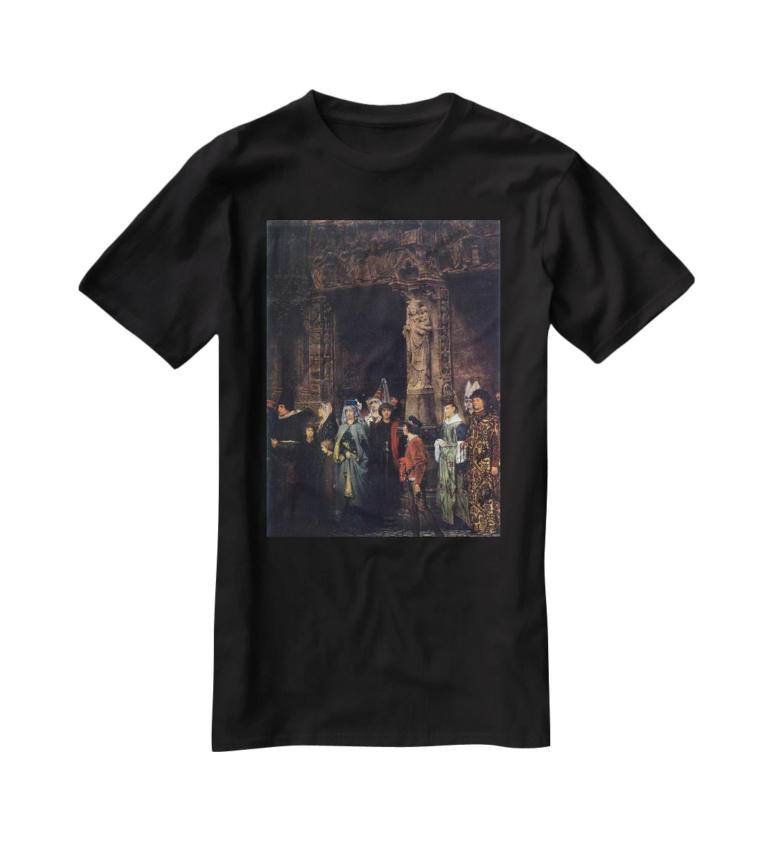 Leaving a church in the 15th Century by Alma Tadema T-Shirt - Canvas Art Rocks - 1