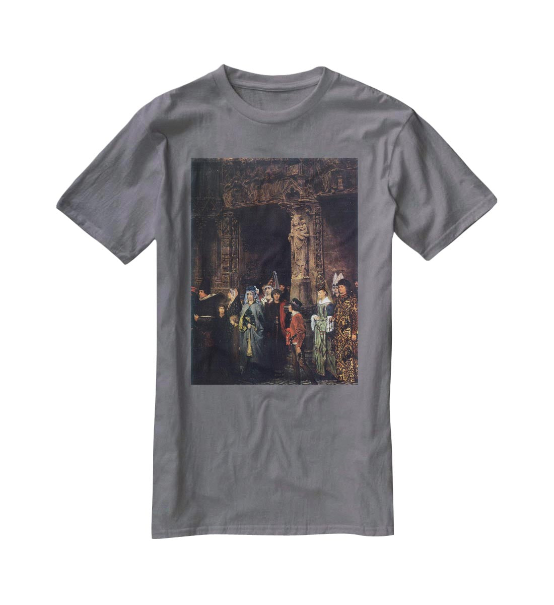Leaving a church in the 15th Century by Alma Tadema T-Shirt - Canvas Art Rocks - 3