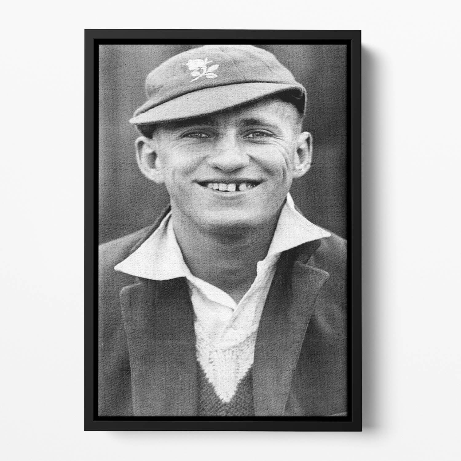 Len Hutton cricketer Floating Framed Canvas
