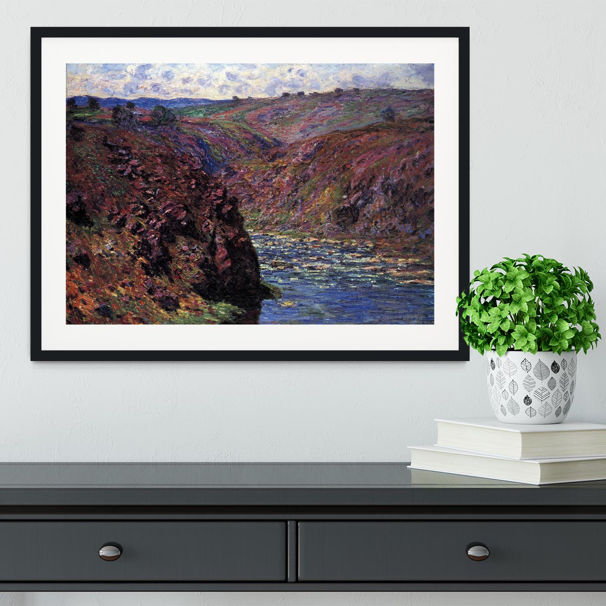 Les Eaux Semblantes in the sunlight by Monet Framed Print - Canvas Art Rocks - 1