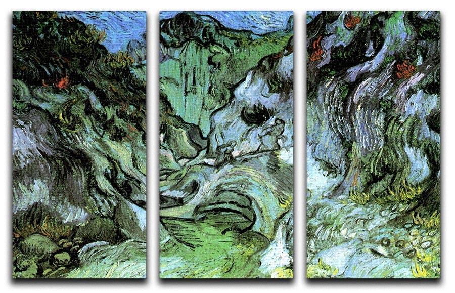 Les Peiroulets Ravine 2 by Van Gogh 3 Split Panel Canvas Print - Canvas Art Rocks - 4