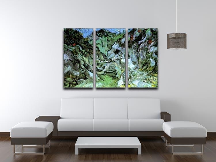 Les Peiroulets Ravine 2 by Van Gogh 3 Split Panel Canvas Print - Canvas Art Rocks - 4