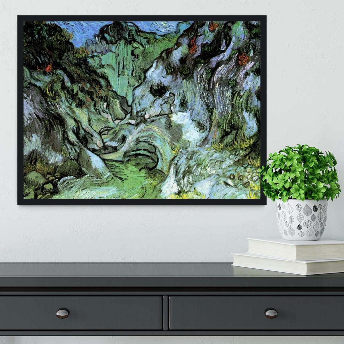 Les Peiroulets Ravine 2 by Van Gogh Framed Print - Canvas Art Rocks - 2