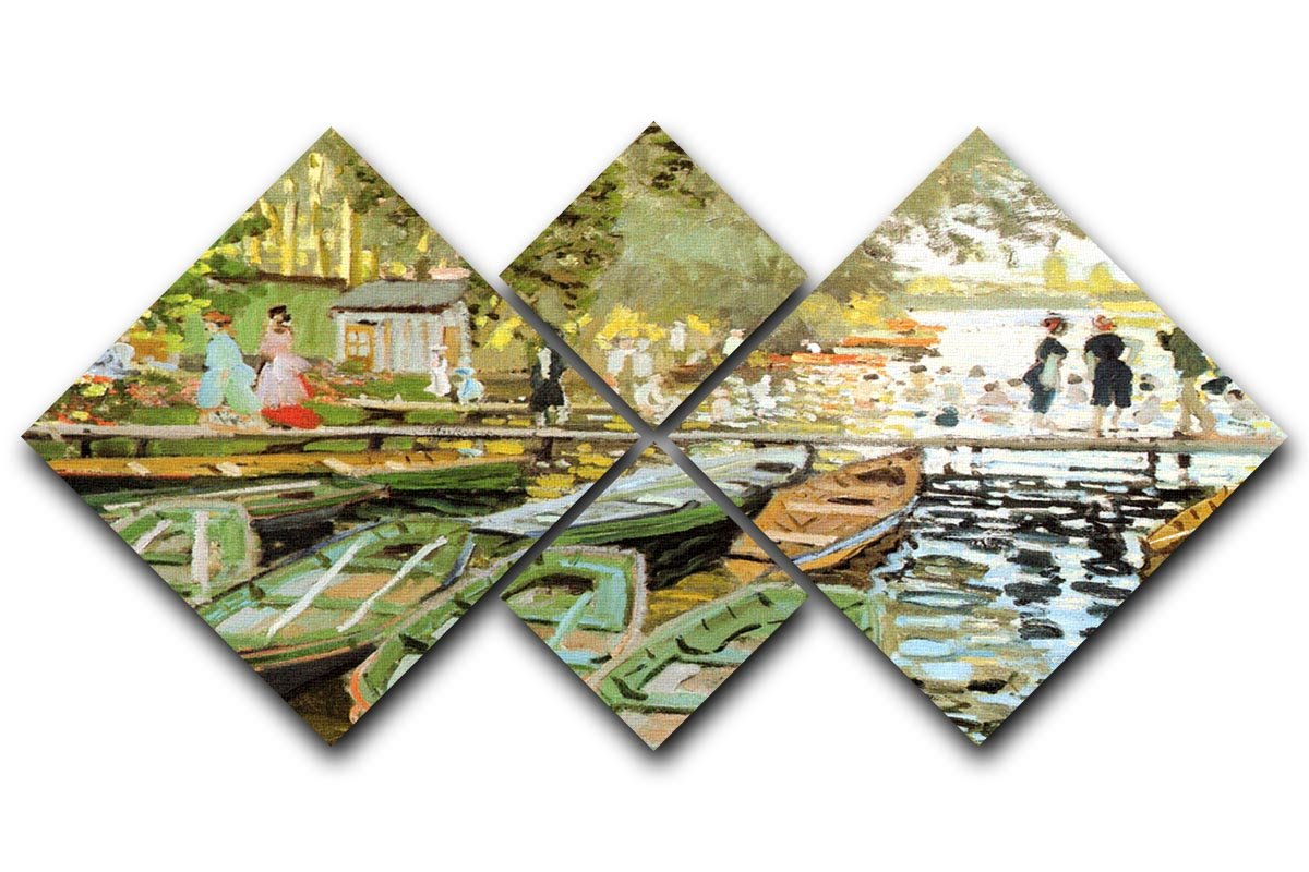 Les bain de la Grenouillere by Monet 4 Square Multi Panel Canvas  - Canvas Art Rocks - 1