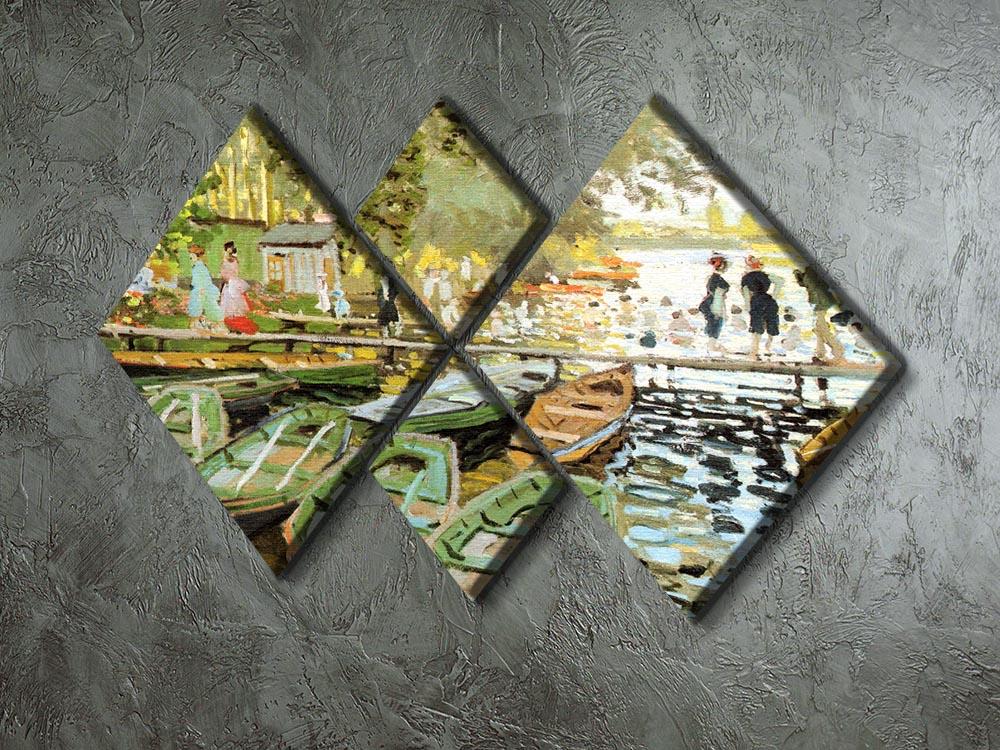 Les bain de la Grenouillere by Monet 4 Square Multi Panel Canvas - Canvas Art Rocks - 2