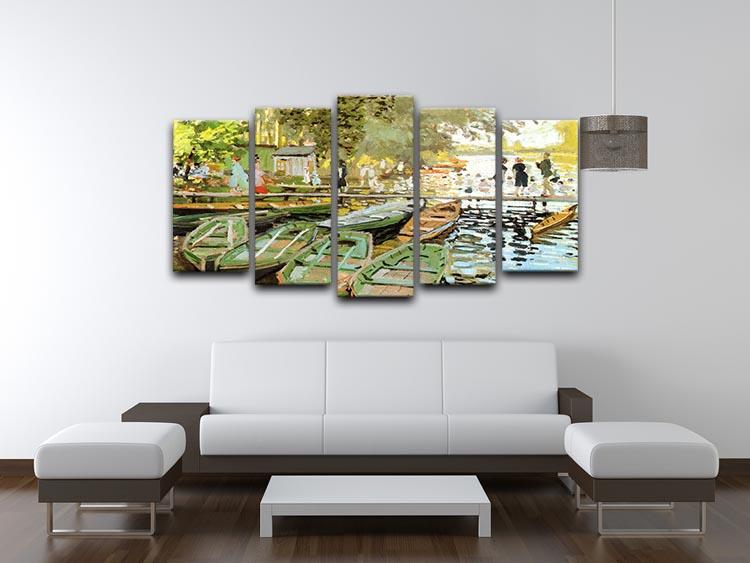 Les bain de la Grenouillere by Monet 5 Split Panel Canvas - Canvas Art Rocks - 3