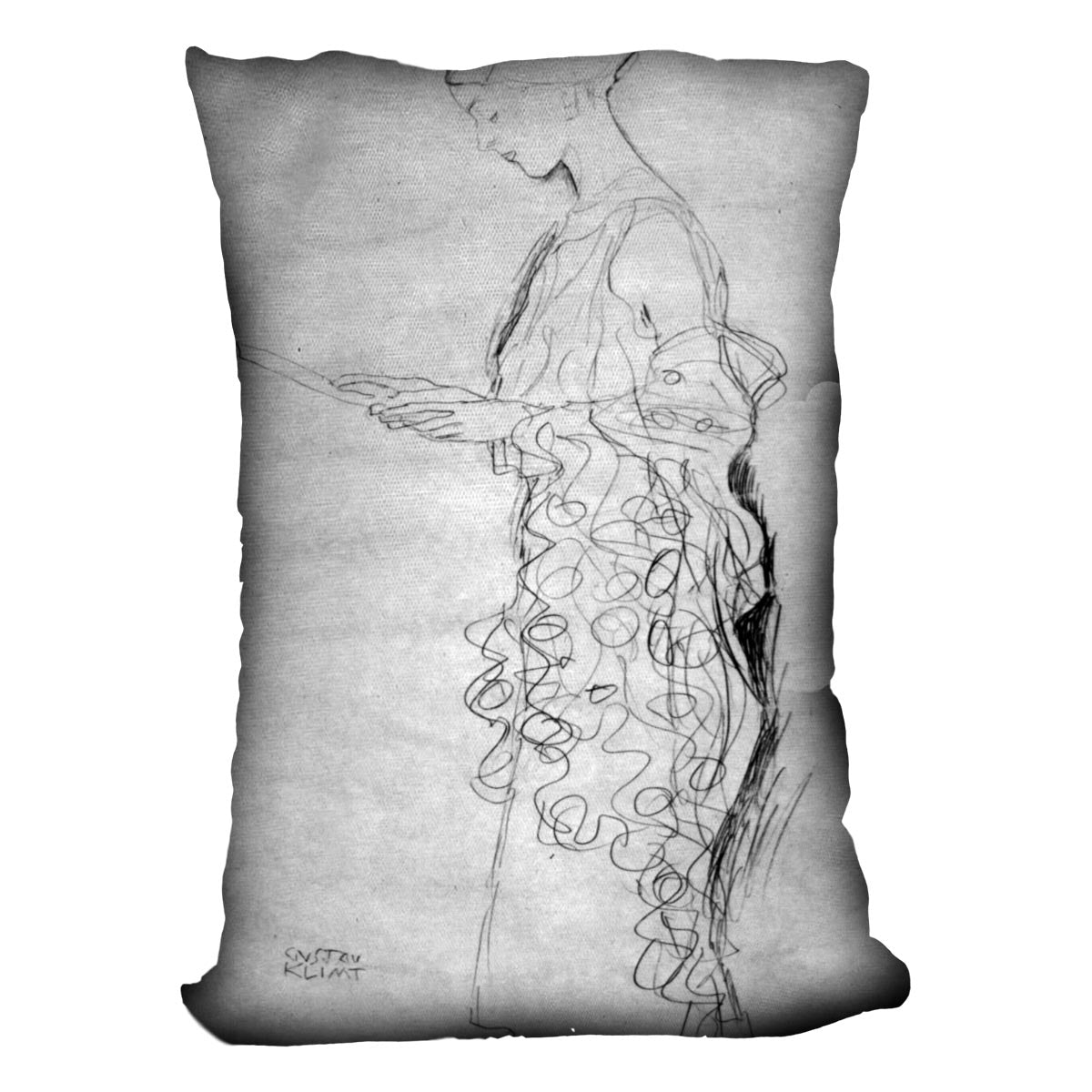 Lesendes girl in profile by Klimt Cushion