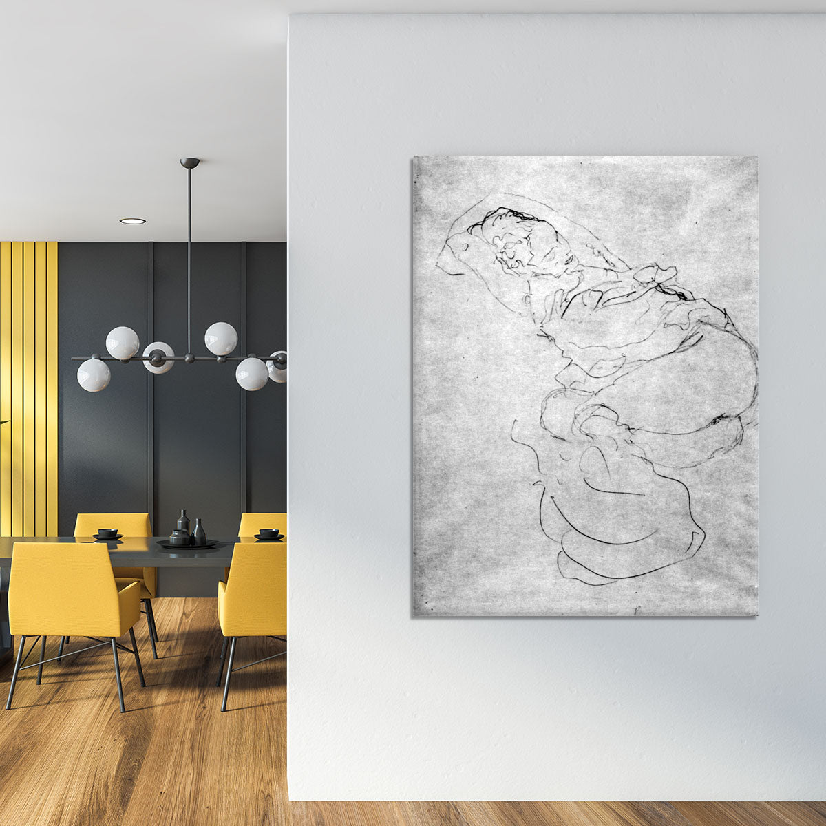 Liegender female over the head with entangled arms by Klimt Canvas Print or Poster - Canvas Art Rocks - 4