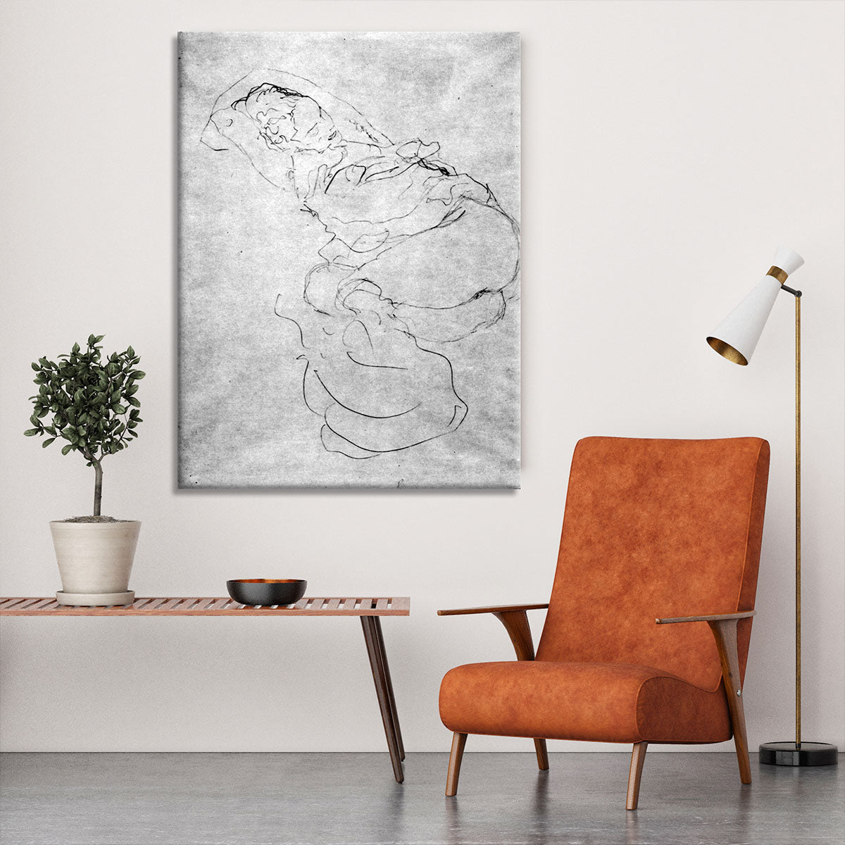 Liegender female over the head with entangled arms by Klimt Canvas Print or Poster - Canvas Art Rocks - 6