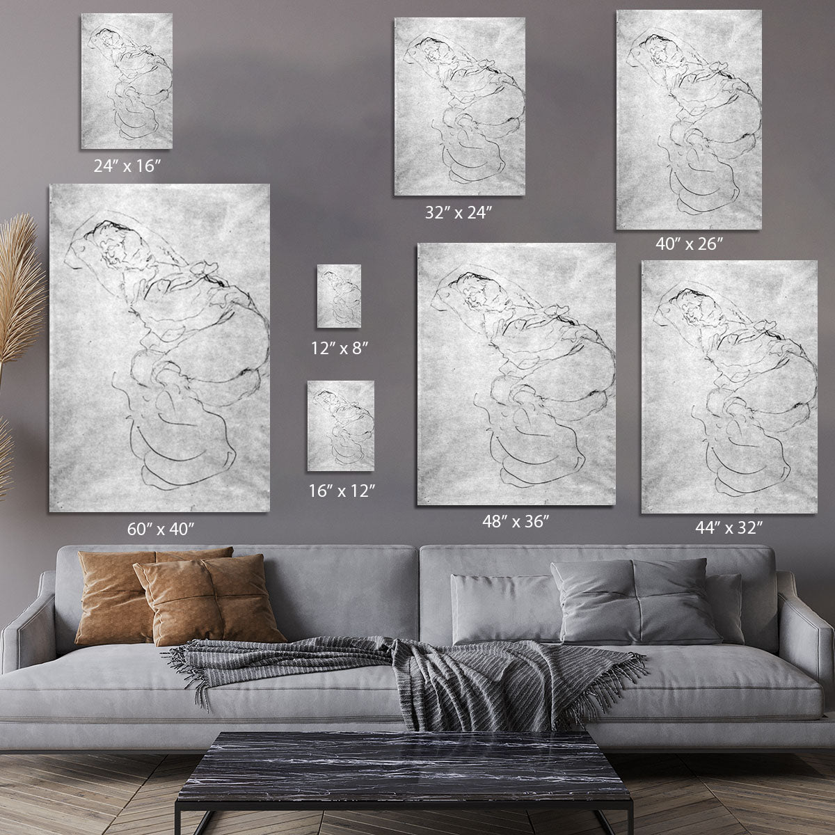 Liegender female over the head with entangled arms by Klimt Canvas Print or Poster - Canvas Art Rocks - 7