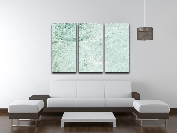 Light Green Cracked Marble 3 Split Panel Canvas Print - Canvas Art Rocks - 3