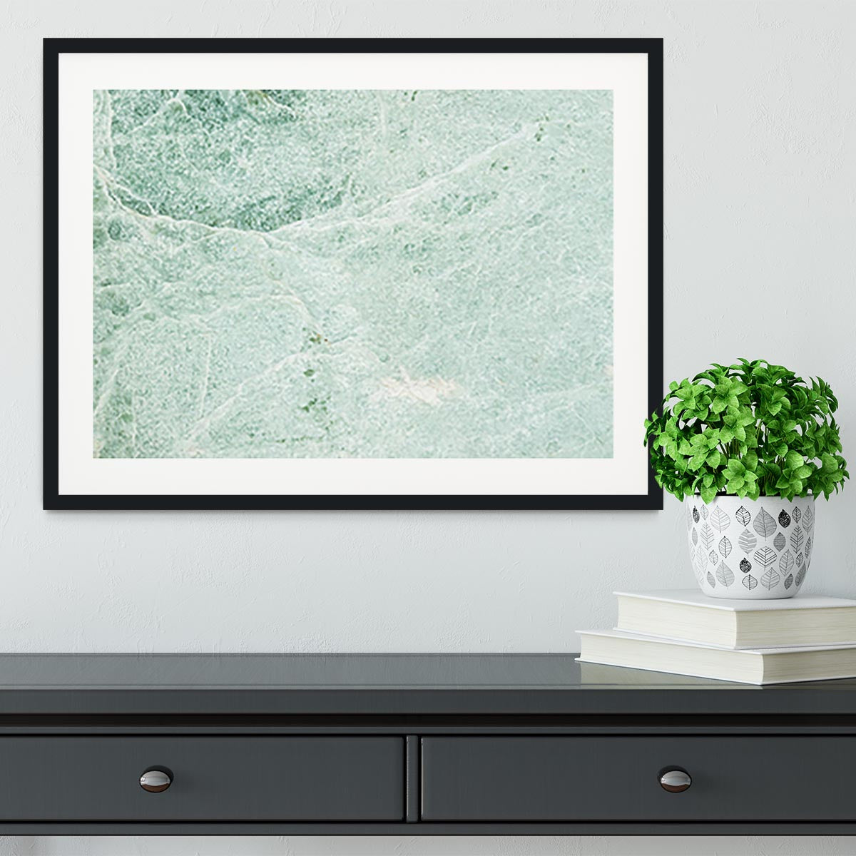 Light Green Cracked Marble Framed Print - Canvas Art Rocks - 1
