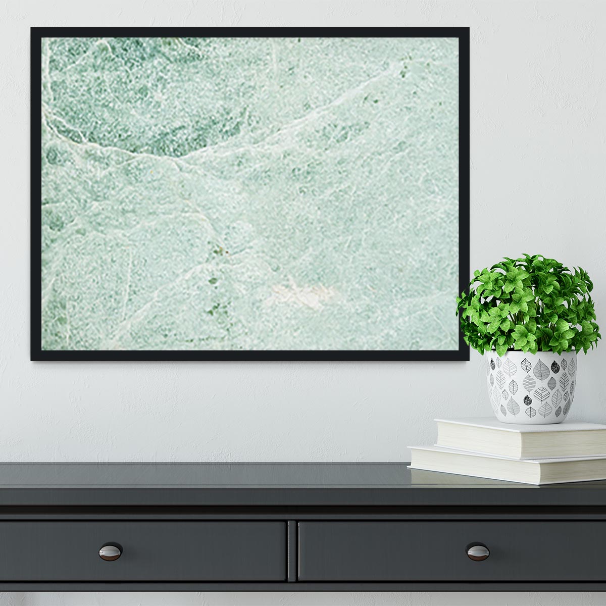 Light Green Cracked Marble Framed Print - Canvas Art Rocks - 2
