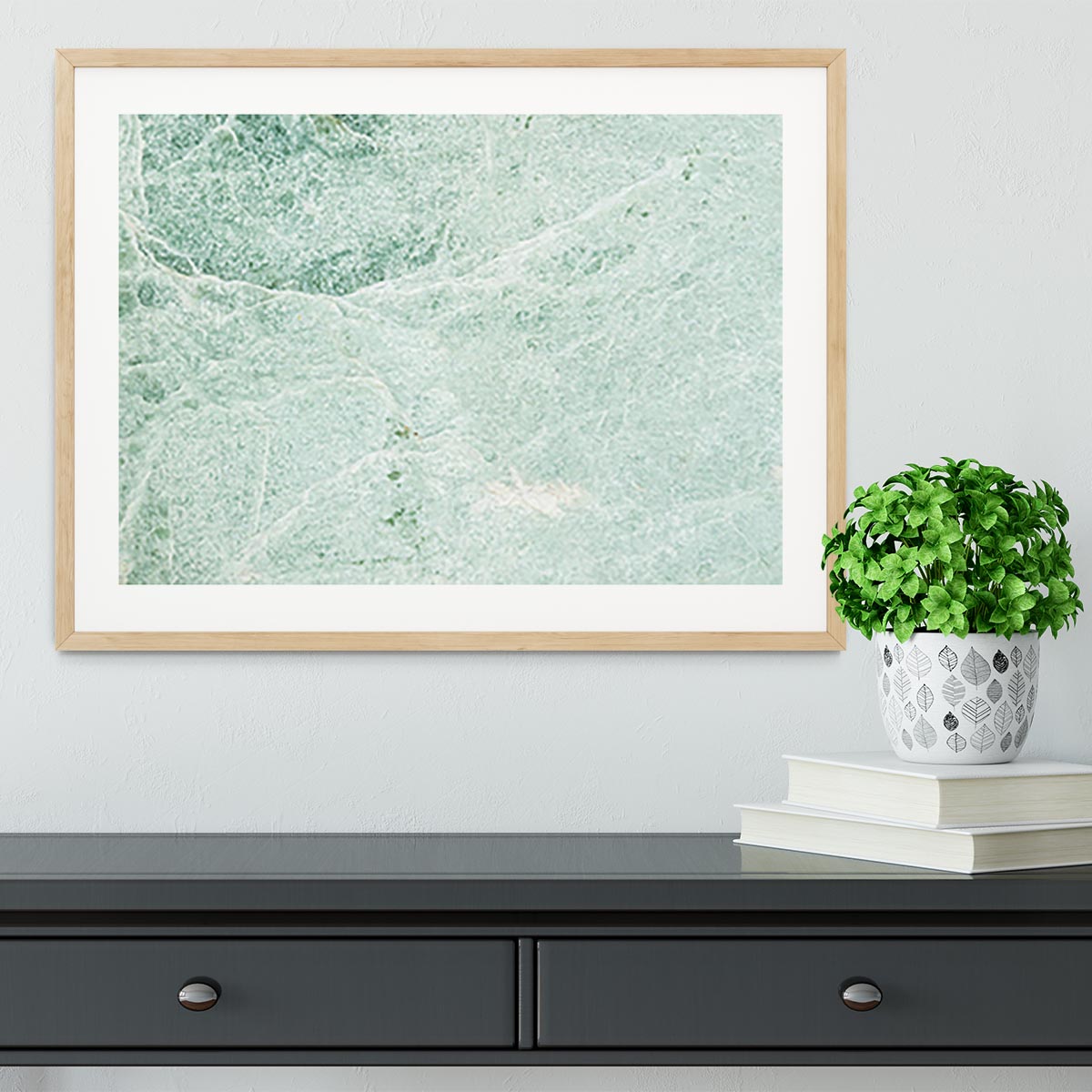 Light Green Cracked Marble Framed Print - Canvas Art Rocks - 3