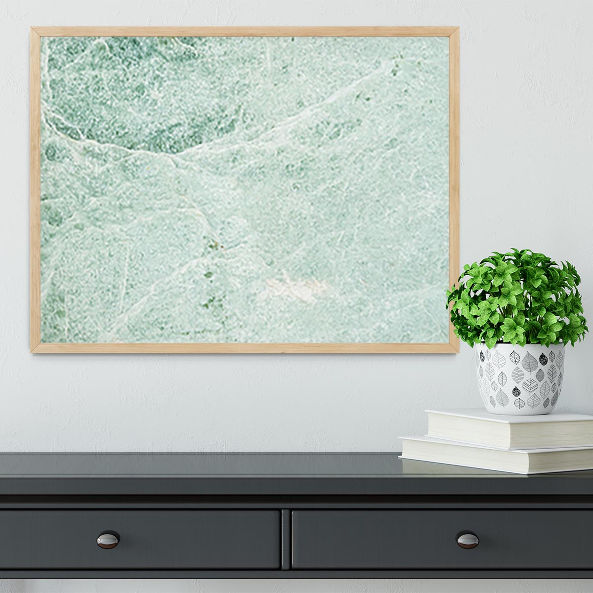 Light Green Cracked Marble Framed Print - Canvas Art Rocks - 4