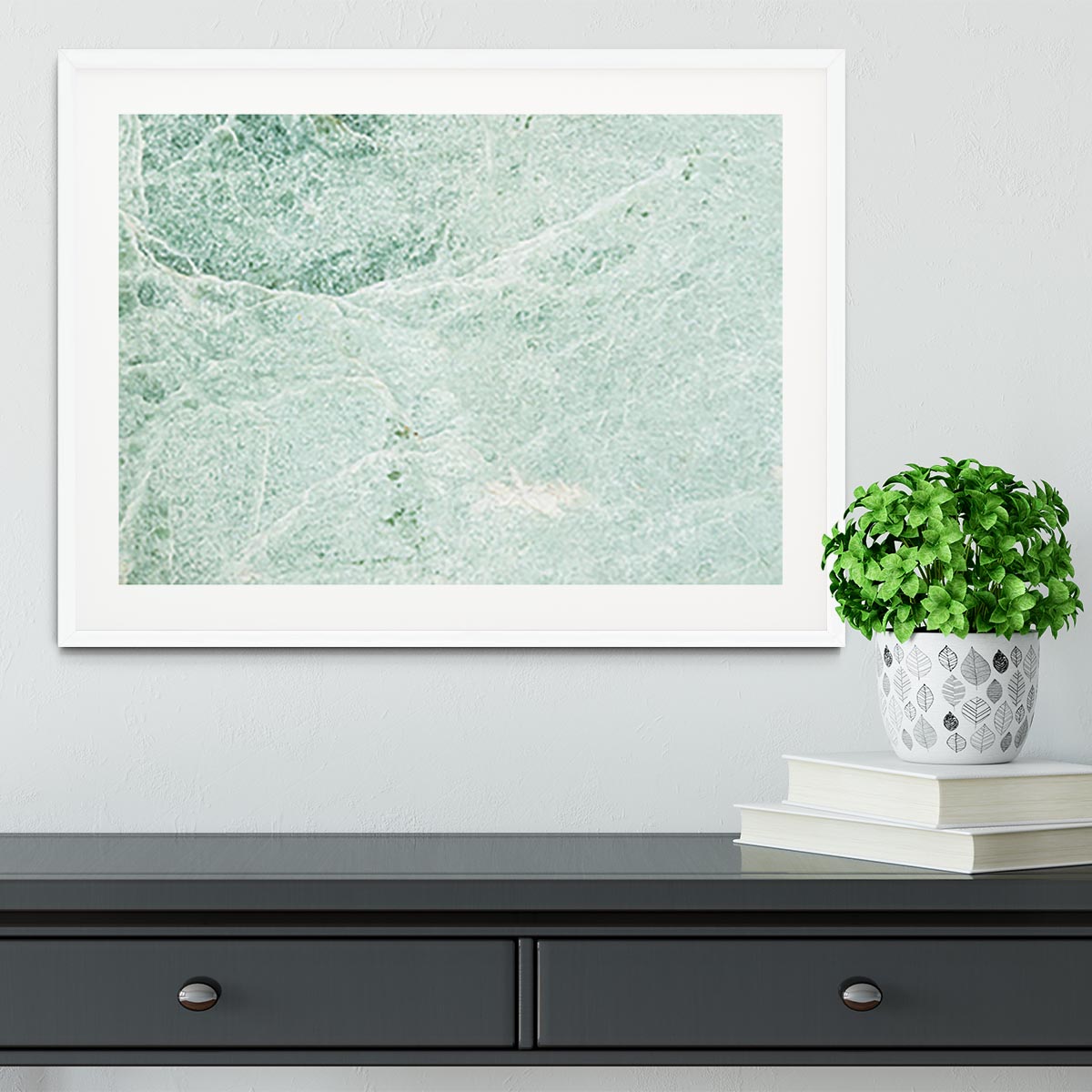 Light Green Cracked Marble Framed Print - Canvas Art Rocks - 5