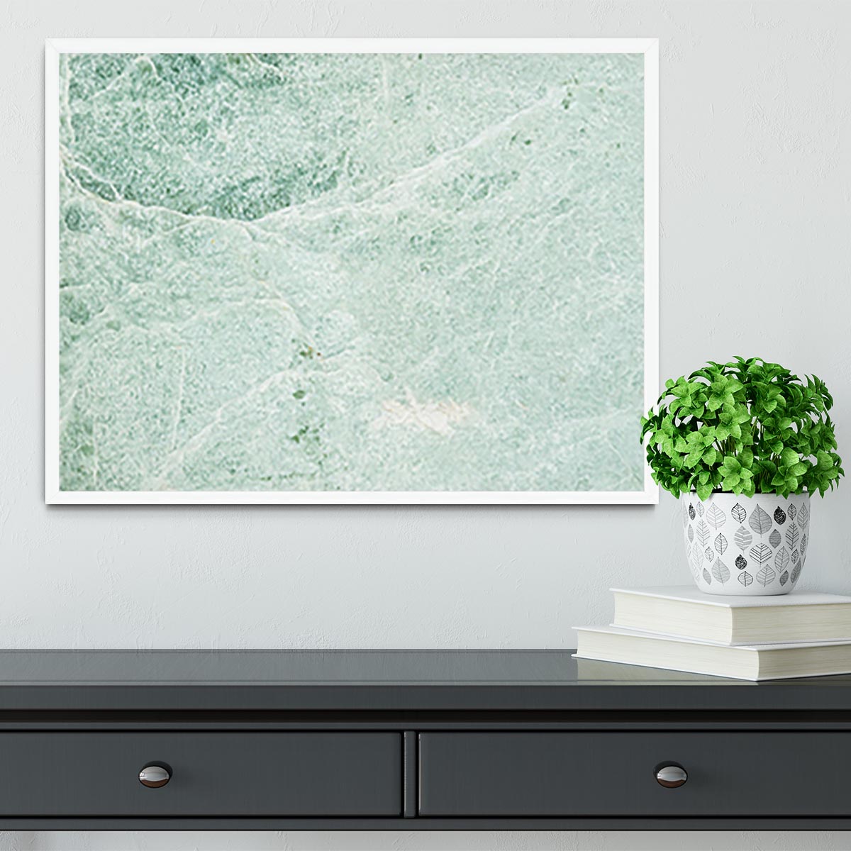 Light Green Cracked Marble Framed Print - Canvas Art Rocks -6