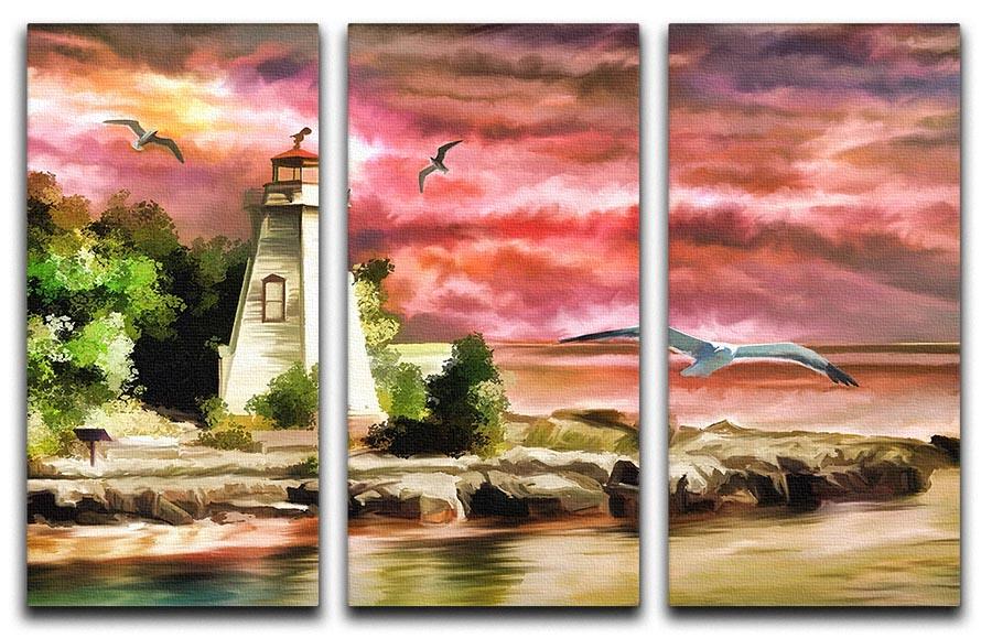 Lighthouse 3 Split Panel Canvas Print - Canvas Art Rocks - 1