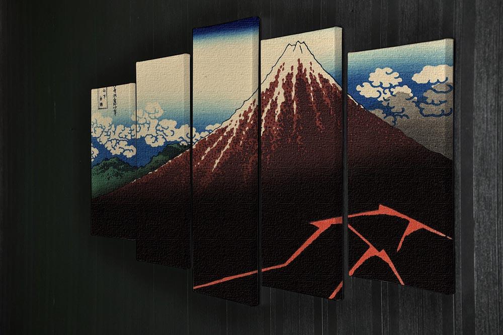 Lightning below the summit by Hokusai 5 Split Panel Canvas - Canvas Art Rocks - 2