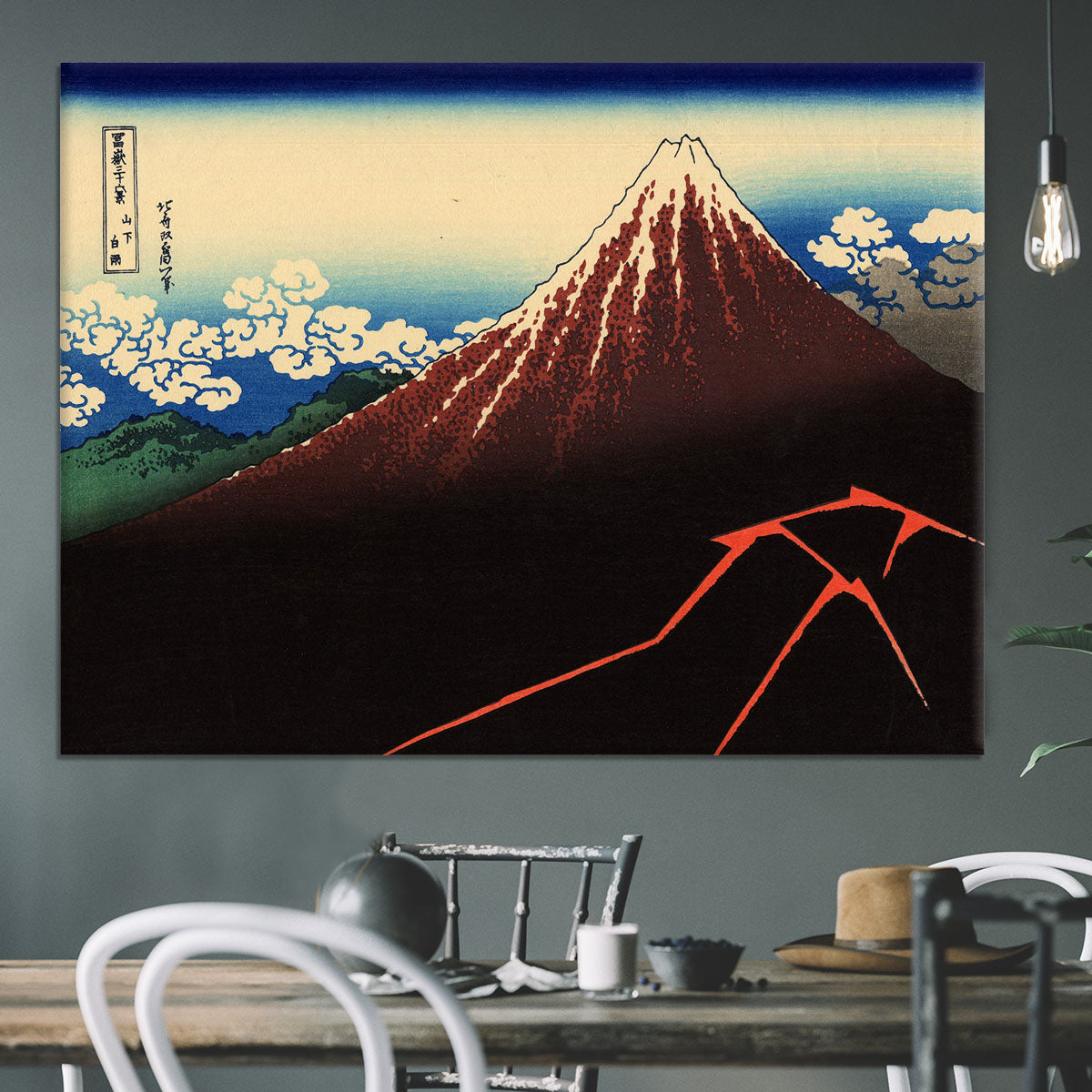 Lightning below the summit by Hokusai Canvas Print or Poster - Canvas Art Rocks - 3