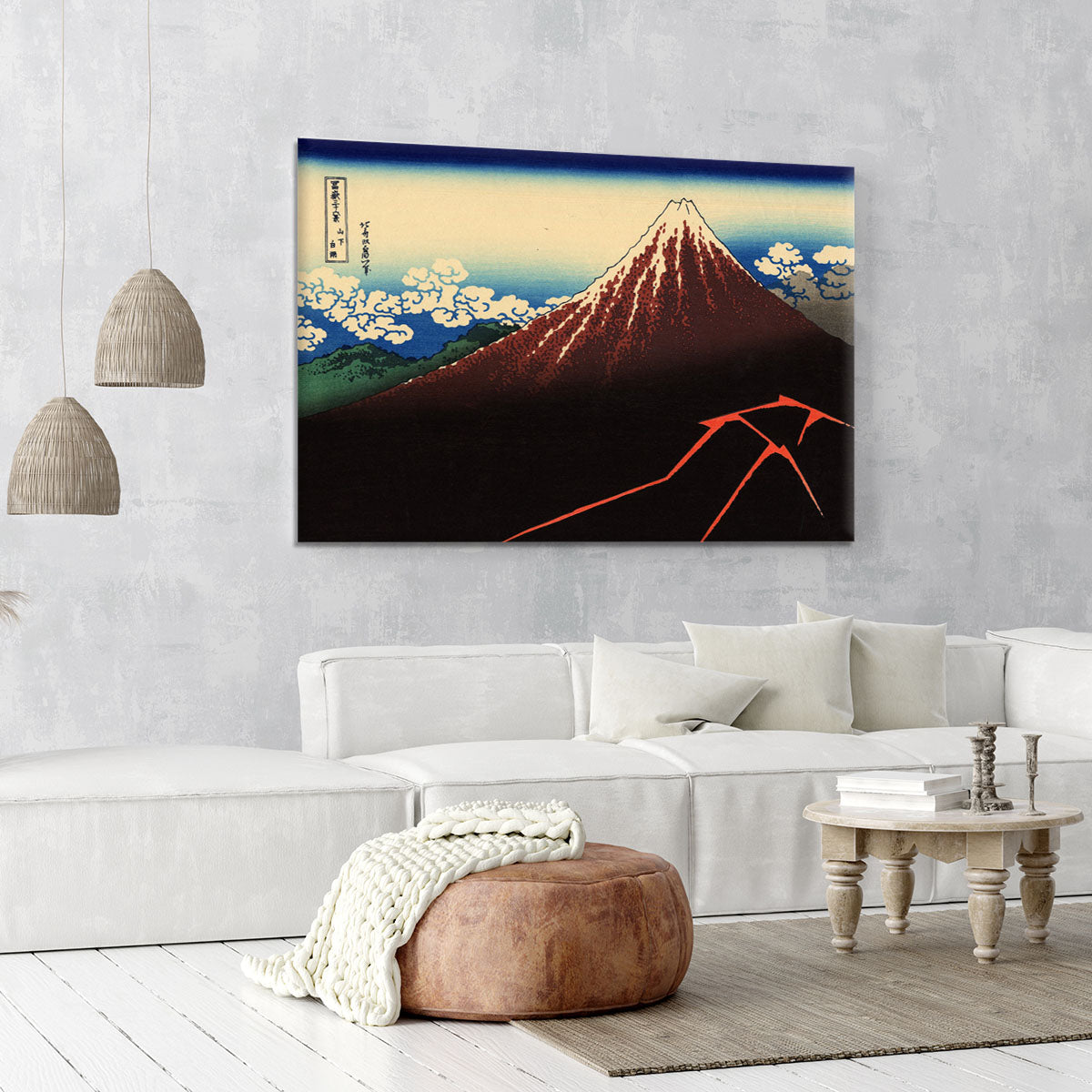 Lightning below the summit by Hokusai Canvas Print or Poster - Canvas Art Rocks - 6