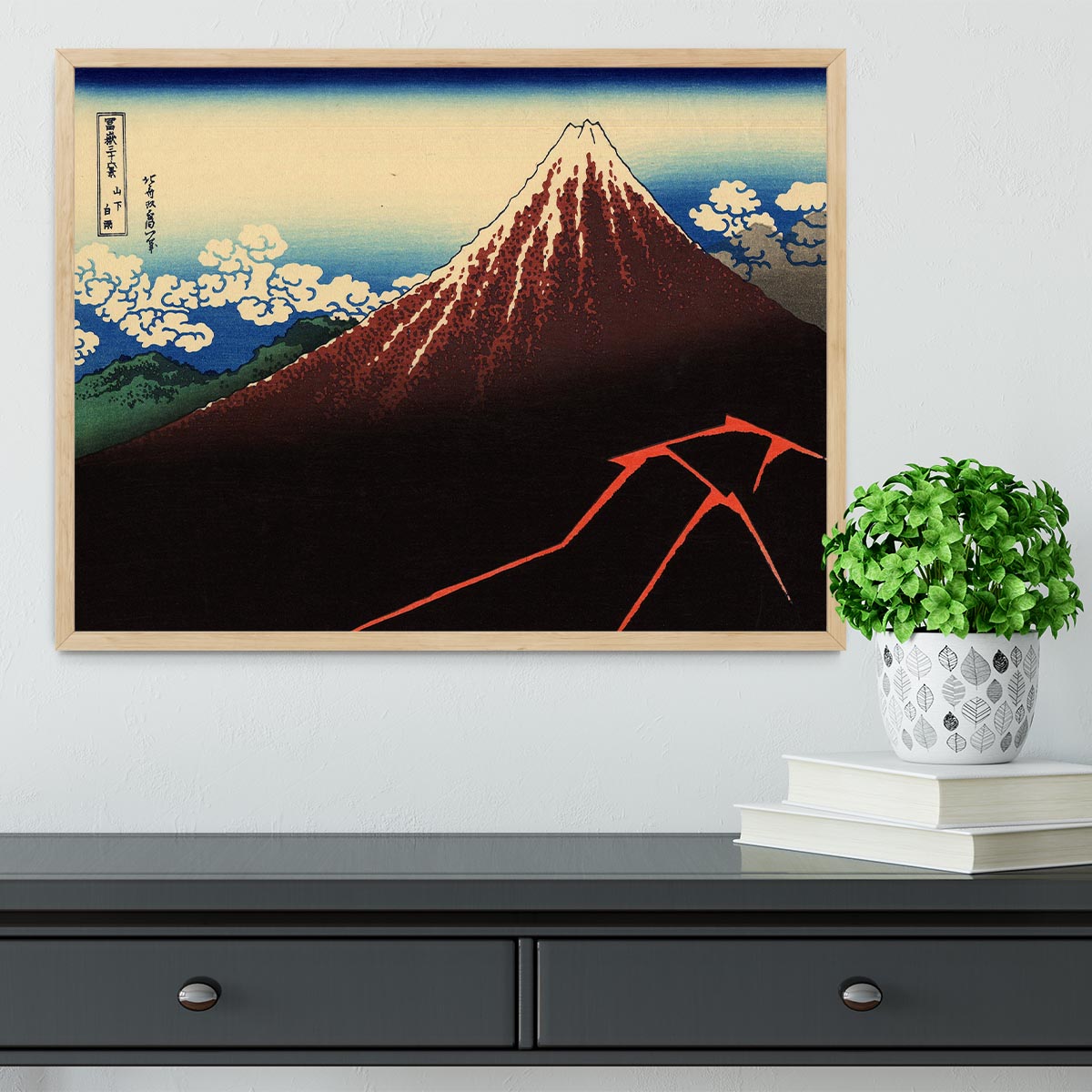 Lightning below the summit by Hokusai Framed Print - Canvas Art Rocks - 4