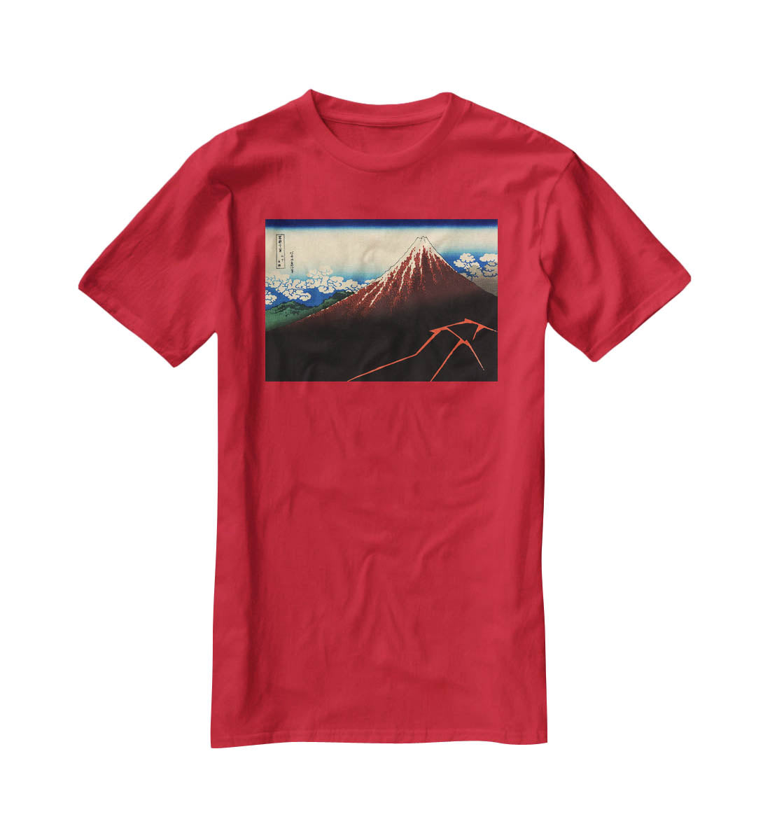 Lightning below the summit by Hokusai T-Shirt - Canvas Art Rocks - 4