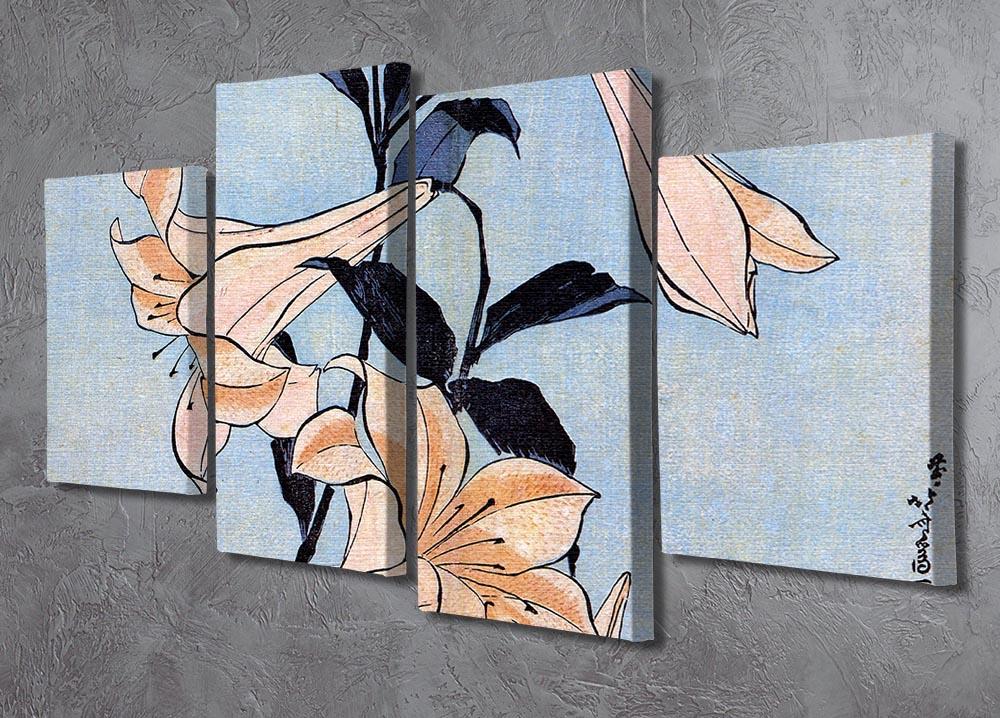 Lilies by Hokusai 4 Split Panel Canvas - Canvas Art Rocks - 2