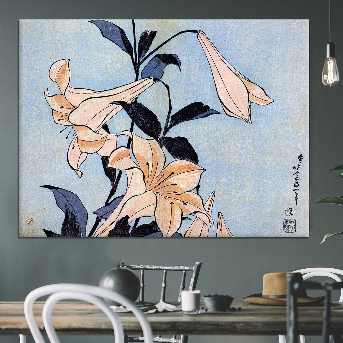 Lilies by Hokusai Canvas Print or Poster - Canvas Art Rocks - 3