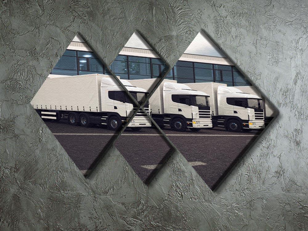 Line of white lorries 4 Square Multi Panel Canvas  - Canvas Art Rocks - 2