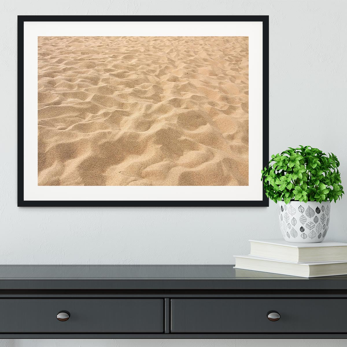 Lines in the sand of a beach Framed Print - Canvas Art Rocks - 1