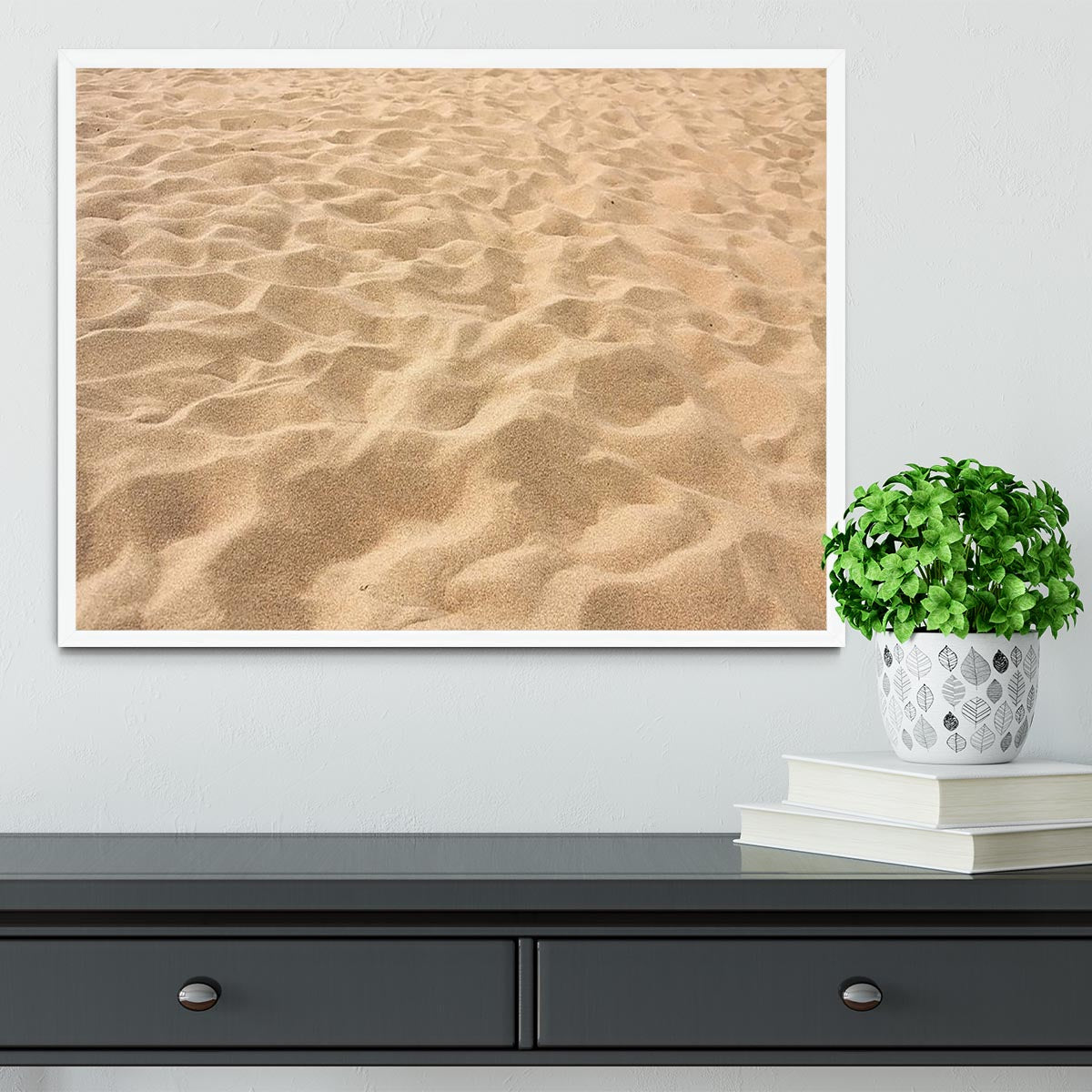 Lines in the sand of a beach Framed Print - Canvas Art Rocks -6