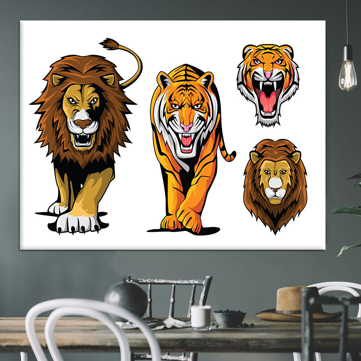 Lion And Tiger Canvas Print or Poster - Canvas Art Rocks - 3