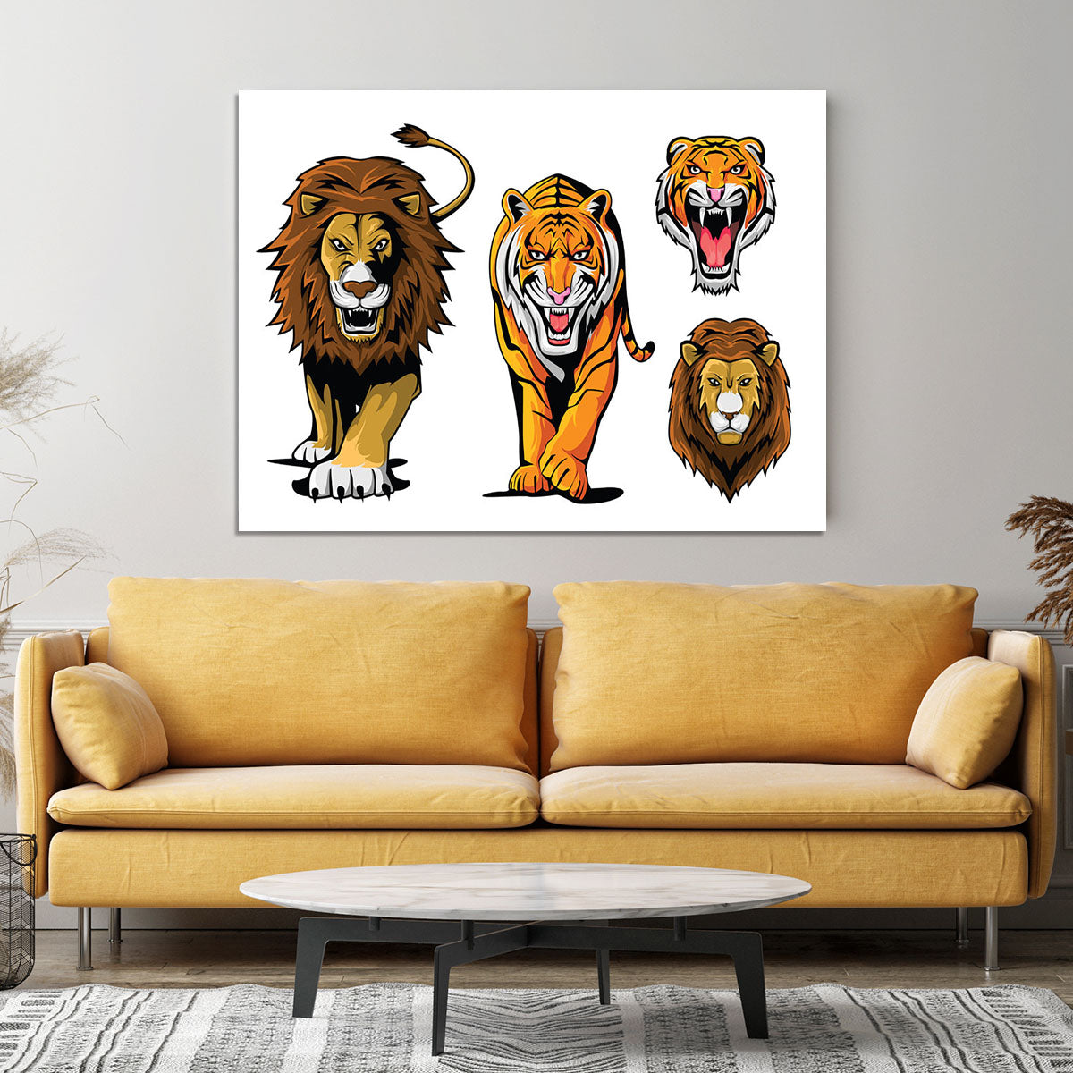 Lion And Tiger Canvas Print or Poster - Canvas Art Rocks - 4
